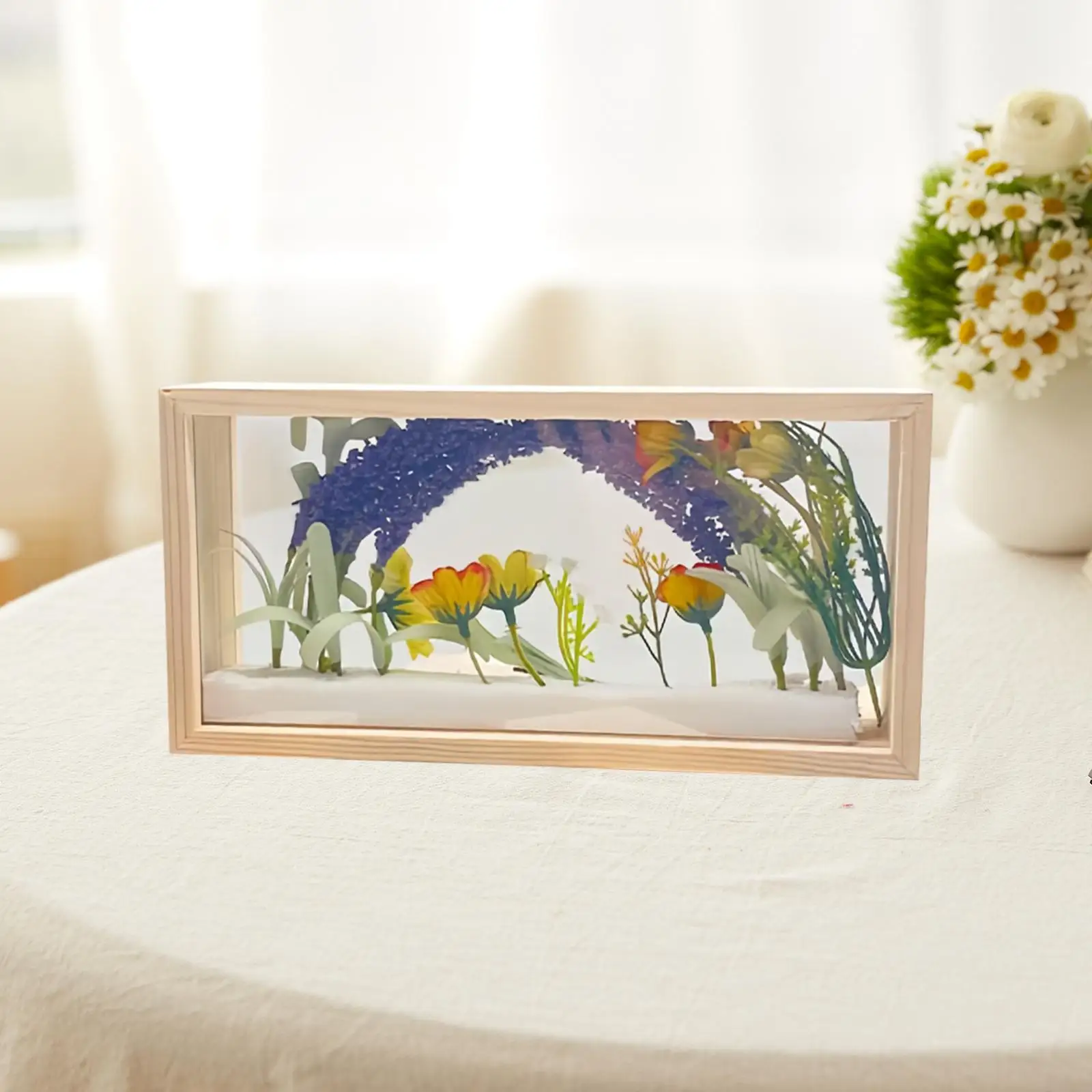 Wooden Dried Flowers Picture Display Frame DIY Photos Art Crafts Figurines Showcase for Weddings Thanksgiving New Year Gifts