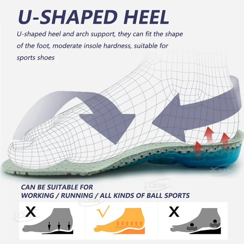 【Xxin】Spring Insoles Arch support Orthotic Insoles Silicone Sports Shoe Pad Men Women Flat Feet Shoe Insoles Size35-48