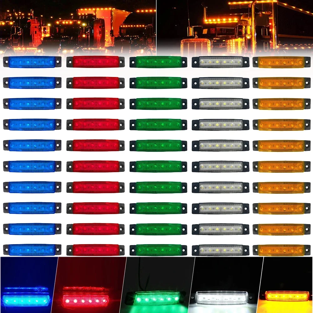 2/5/10 pièces 12V 24V 6 LED feux externes de voiture indicateur de position latéral avertissement lumière de remorque voiture Bus camion camion voiture indicateur lumineux