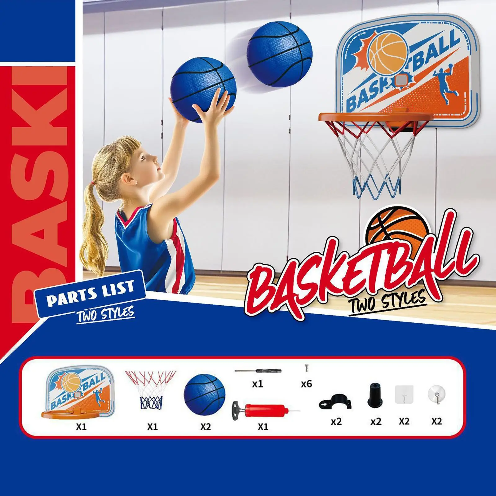 

Mini Basketball Hoop Toys Kit With 1 Ball Wall Mounted Portable Funny Basketball Lovers for Indoor Home Boys Girl Door Room Game