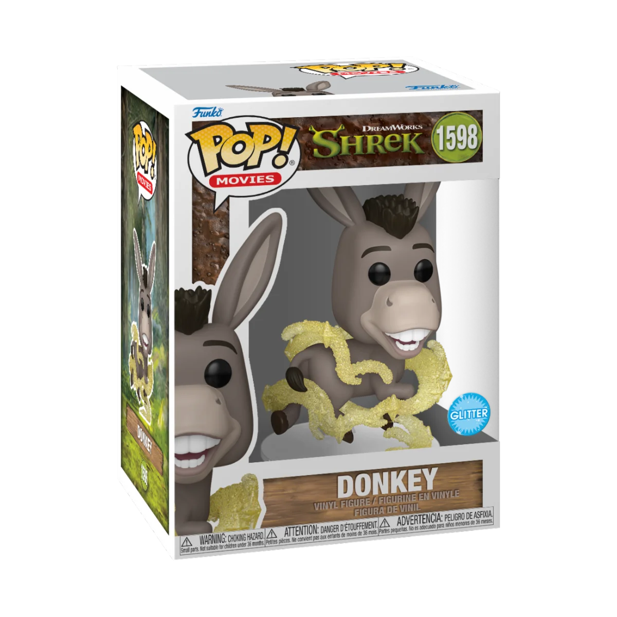 Funko Pop! Shrek DW 30th Anniversary - Donkey (Glitter), 81172, 1598, ogre, green, drawings, movie, figure, original, toys, boys, girls, gifts, collector, dolls, store, box, new, official license