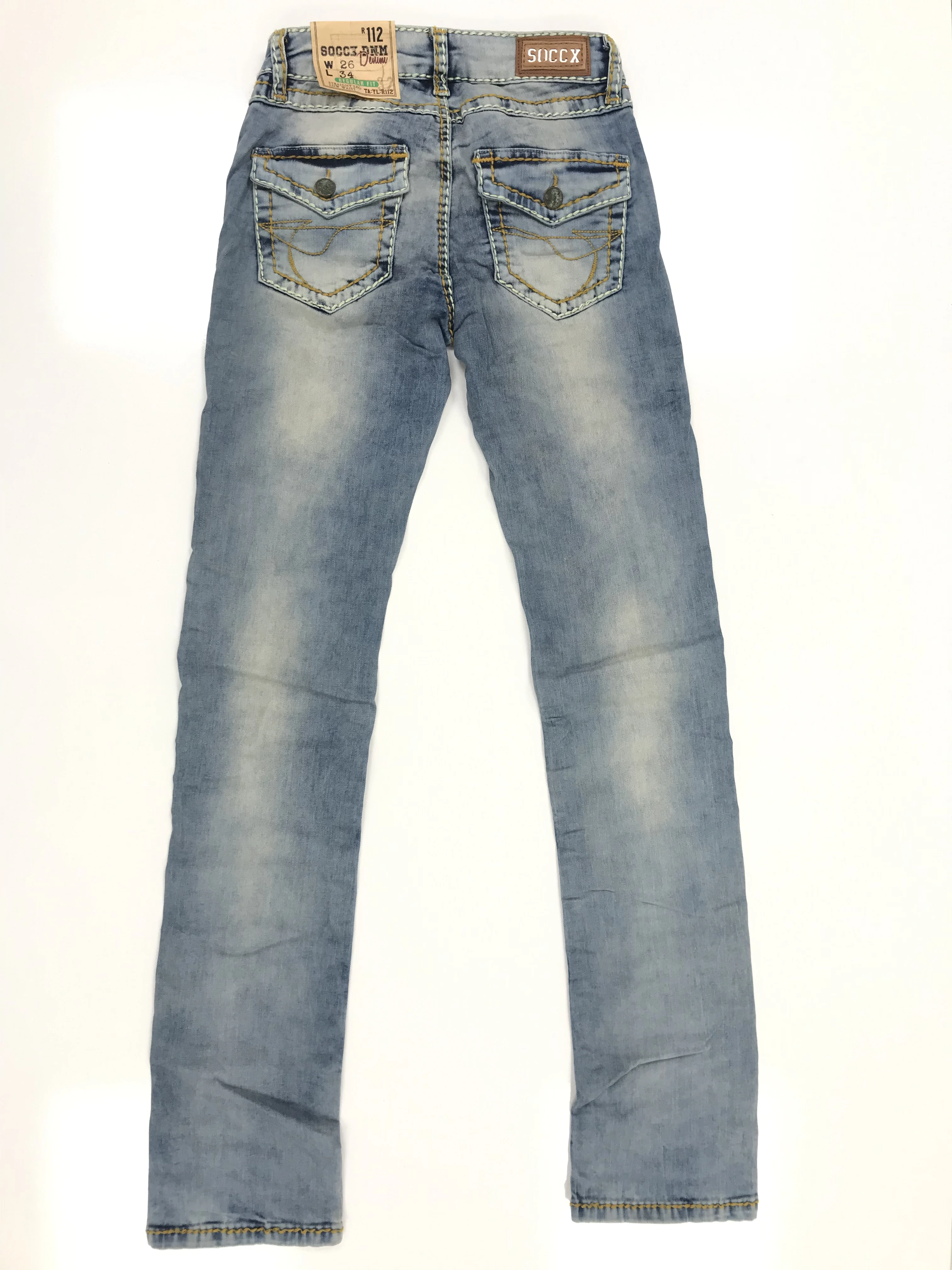 Denim da donna taglio dritto jeans azzurro 98% cotone, 2% Elestan SDU-9999-1462