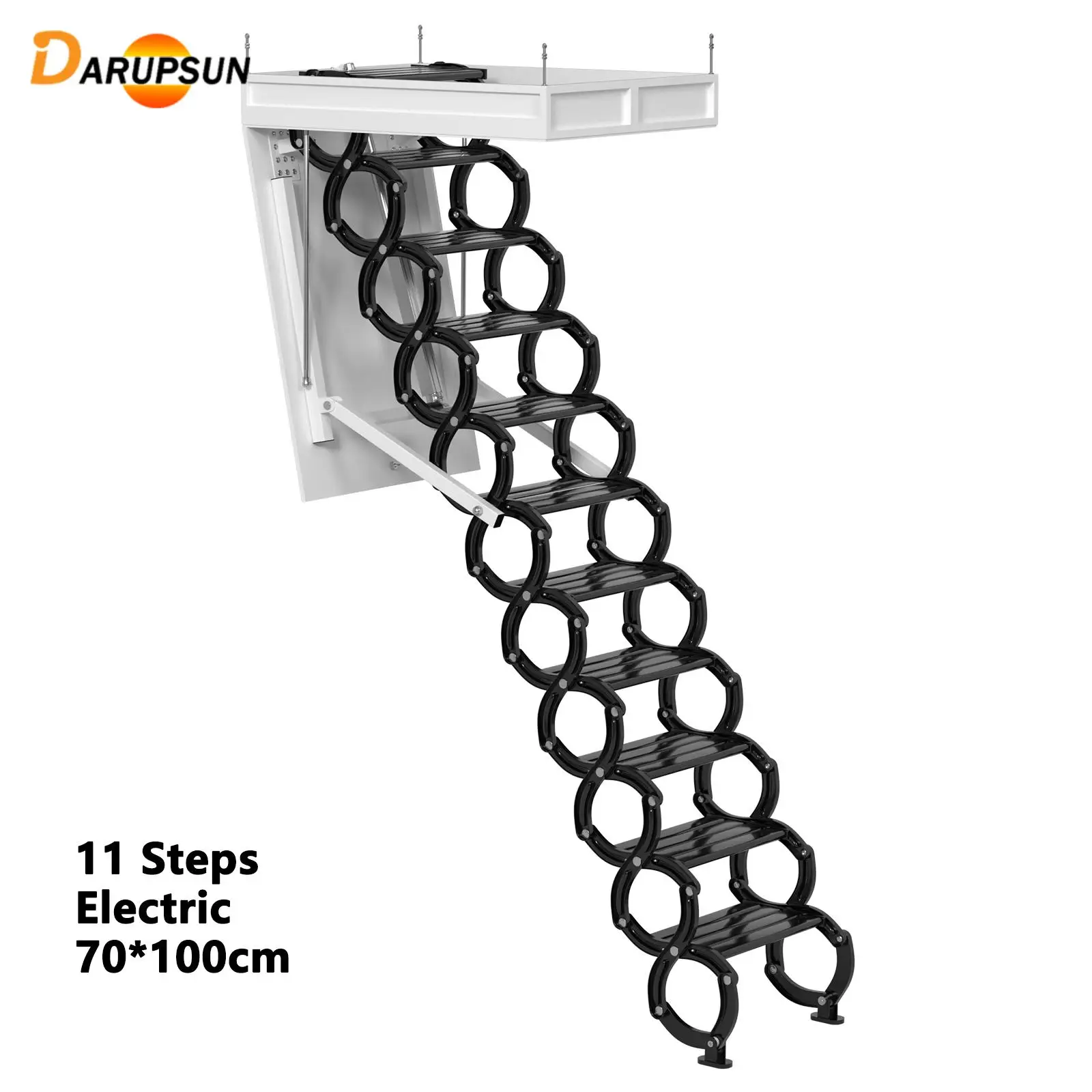 

Electirc Attic Telescopic Ladder Aluminum Retractable 9.5ft with Remote Loft Stairs Folding