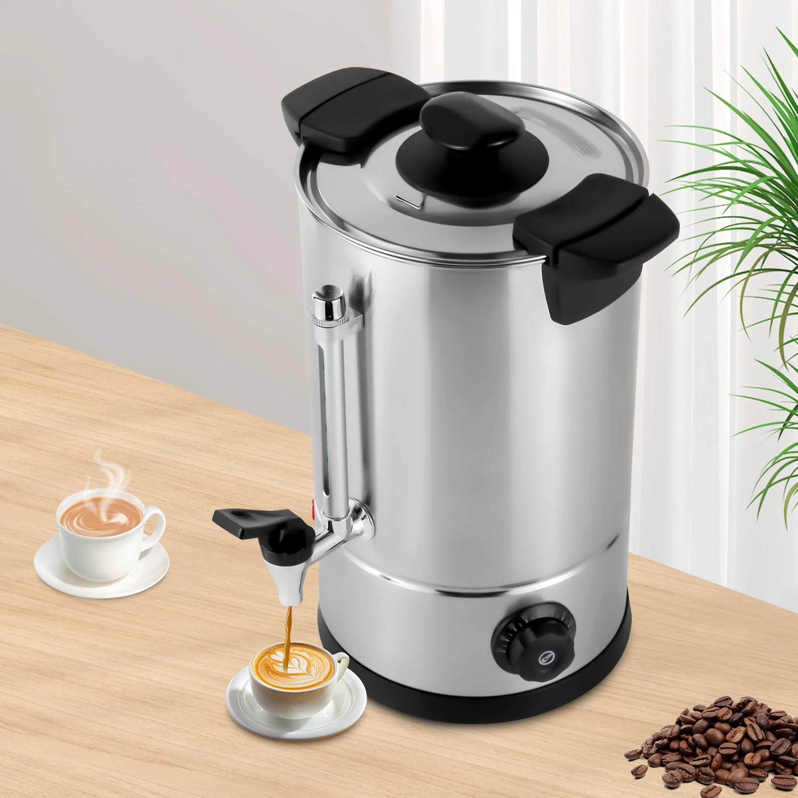 

Hot Water Dispenser 8L 1000W 110V US Plug 30-110℃ 304 Stainless Steel Anti-Dry Burn Suitable For Cafes Offices Weddings, Party