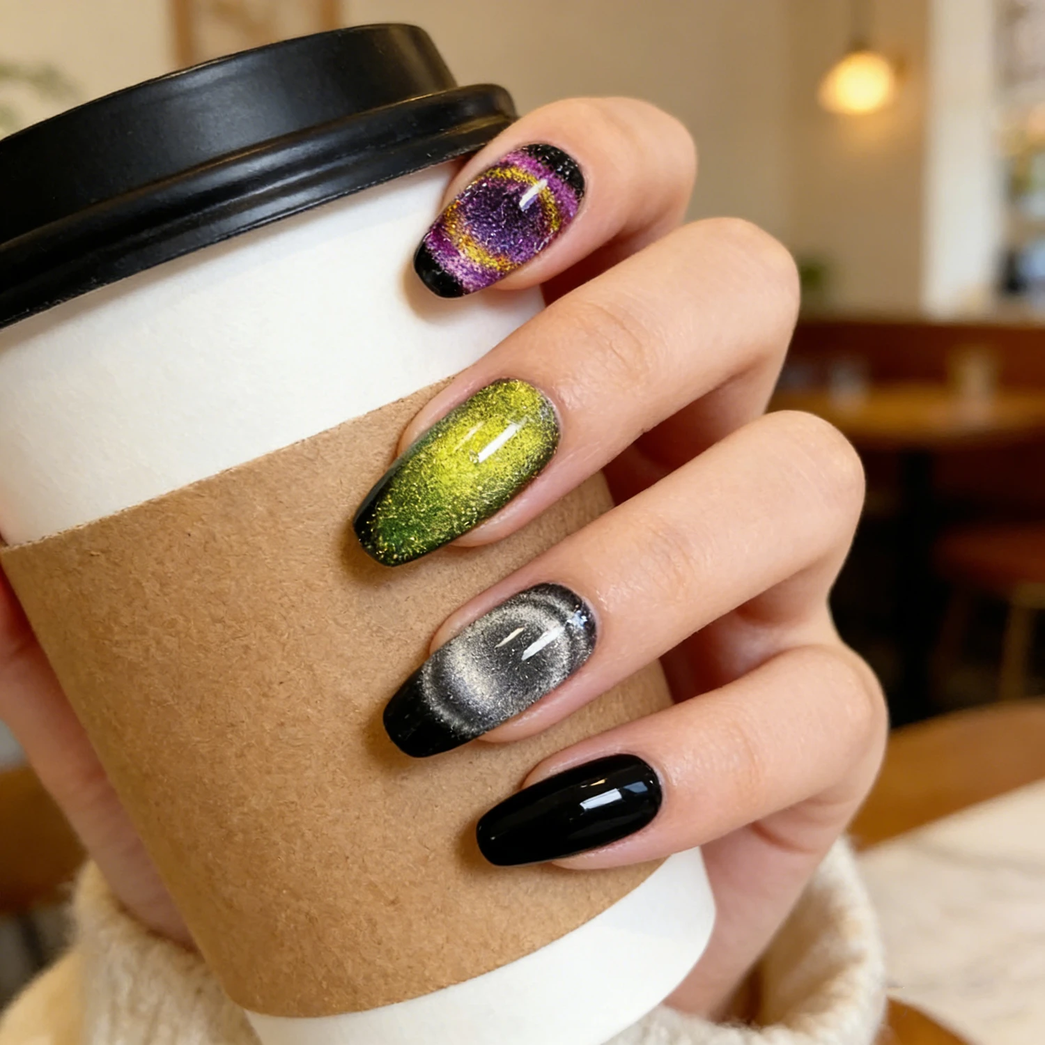 6 Colors Cat Eye Gel Nail Polish with Magnet Sparkle Galaxy Series Soak Off Led Nail Art Manicure Salon DIY Glassy Moon French