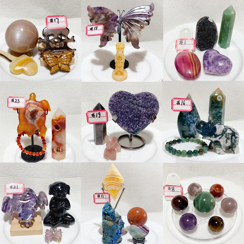 

1 Count Mix Crystals Bundle Collected Gemstones Sphere Tower Carving Quartz Room Ornament Quartz Home Decoration