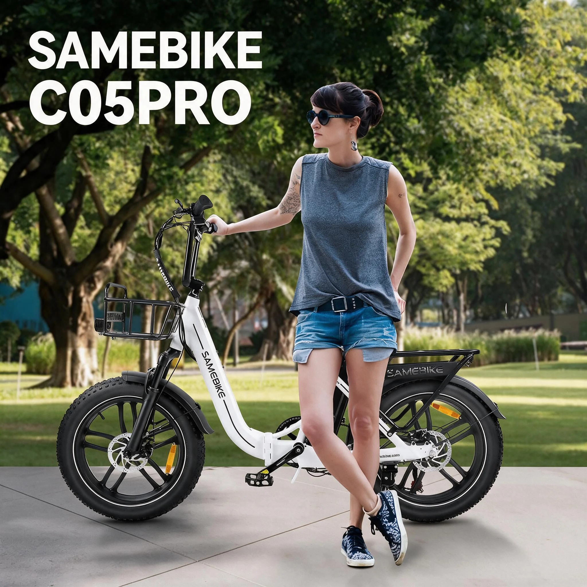 Samebike C05 Pro Faltbares E-Bike 48V13Ah Heckmotor Lithium-Akku Elektrofahrrad 20*4,0 Fatbike-Reifen 7-Gang-Schaltung Elektrofahrrad