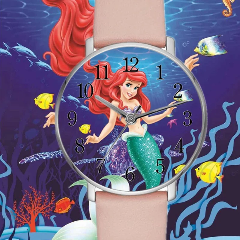 Disney bambini Cartoon Mickey Minnie Mouse Mermaid Stitch Tinker Bell Tintin Unisex Boy Girl orologio da polso al quarzo orologio da studente