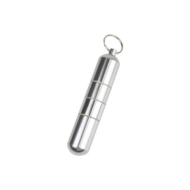 Portable Silver Cigarette Case with Keychain Waterproof Metal Cigarette Box Pill Toothpick Capsule Holder Gift for Mens