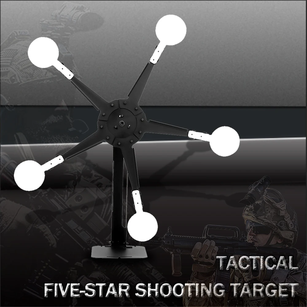 

Тактическая пятизвездочная стрельба по мишеням металла Five Magnetics 360° ° Спиннер-мишень для BB-пистолета, тренировочные охотничьи аксессуары для пейнтбола