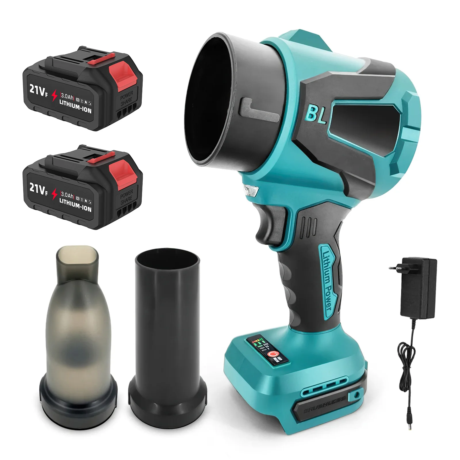 Souffleur électrique sans balais 12000PA 38000RPM, souffleur de feuilles et d'air portable, ventilateur turbo à aspiration pour batterie Makita 21V