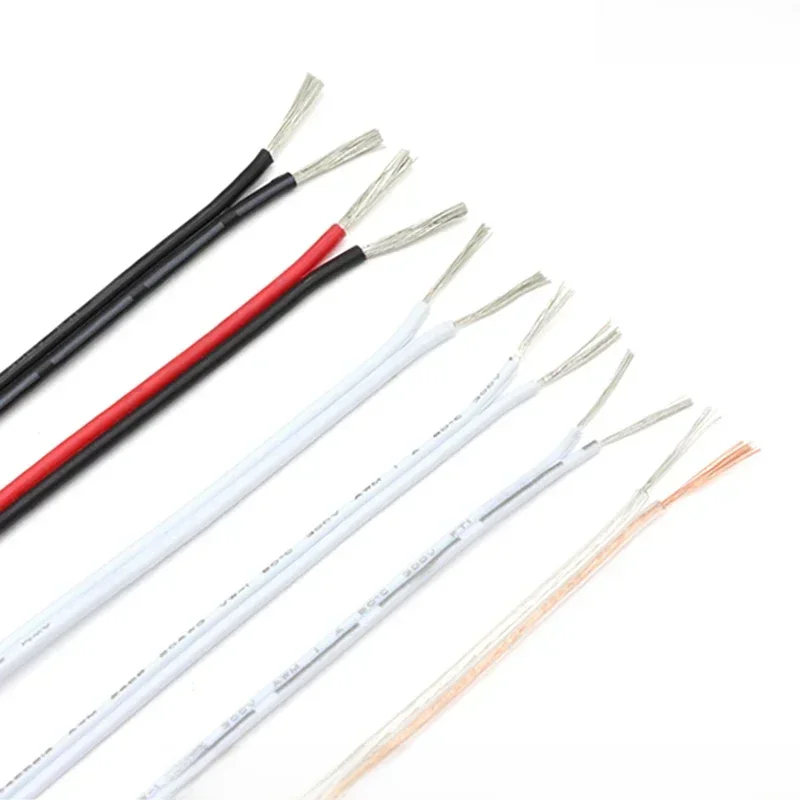 Fil électrique UL2468 5 ~ 50m, 2 broches, calibre 16/18/20/22/24/26/28/30, câble de bande LED d'extension en PVC isolé en cuivre étamé AWG