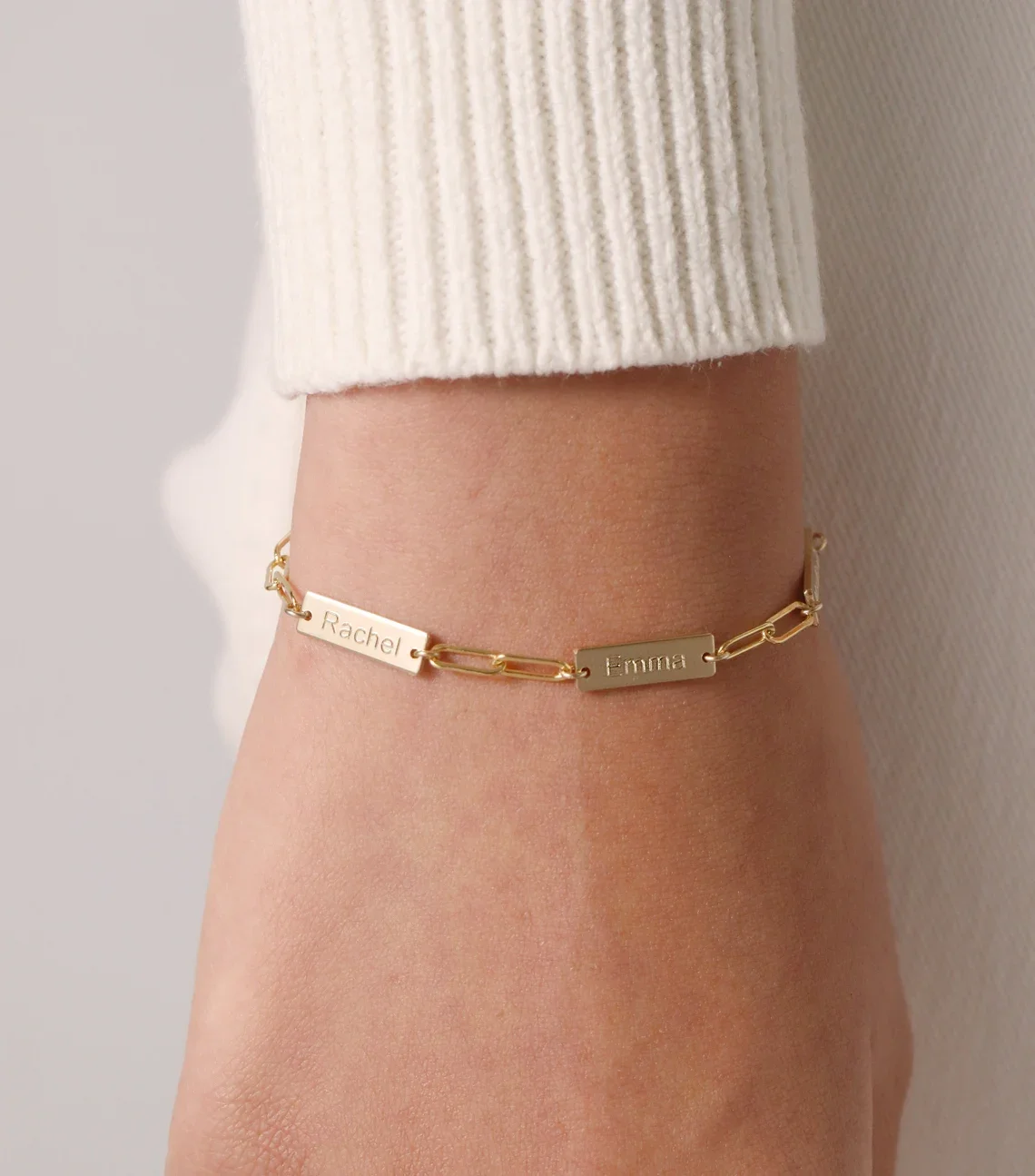 High-end Personalized Tag Name Bracelet High Quality Stainless Steel 18K Gold Plated Paperclip Ladies Jewelry Mother's Day Gift