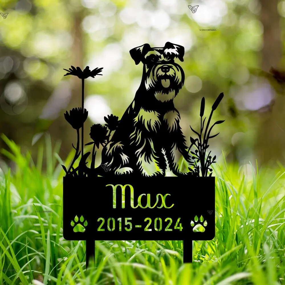 Mini Schnauzer Dog Metal Memorial Stake Custom Name Pet Grave Marker Loss Pet Sympathy Garden Decor