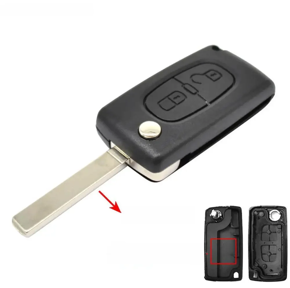 Étui porte-clé télécommande de voiture à rabat de remplacement à 2 boutons CE0523 pour Peugeot 308 207 307 807 citroën C3 Picasso c-crosser C4 expédition C8