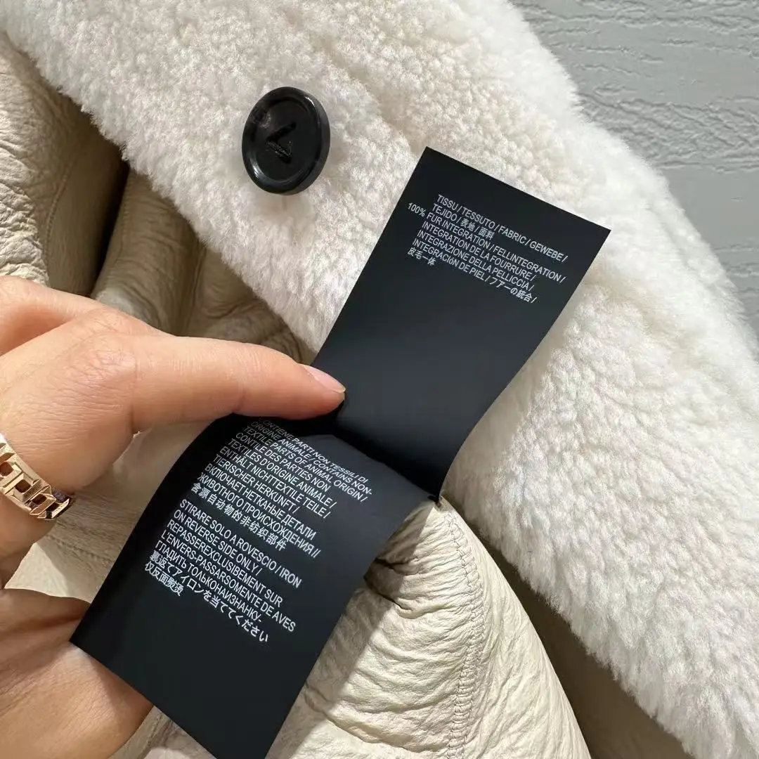 سترة فرو ميرينو فضفاضة للخريف والشتاء مع جيوب رقعة #5