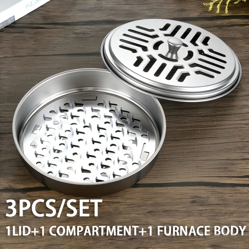 3-Piece Set of Stainless Steel Mosquito Coil Holder, Portable Mosquito Coil Box, Suitable for Indoor and Outdoor Use