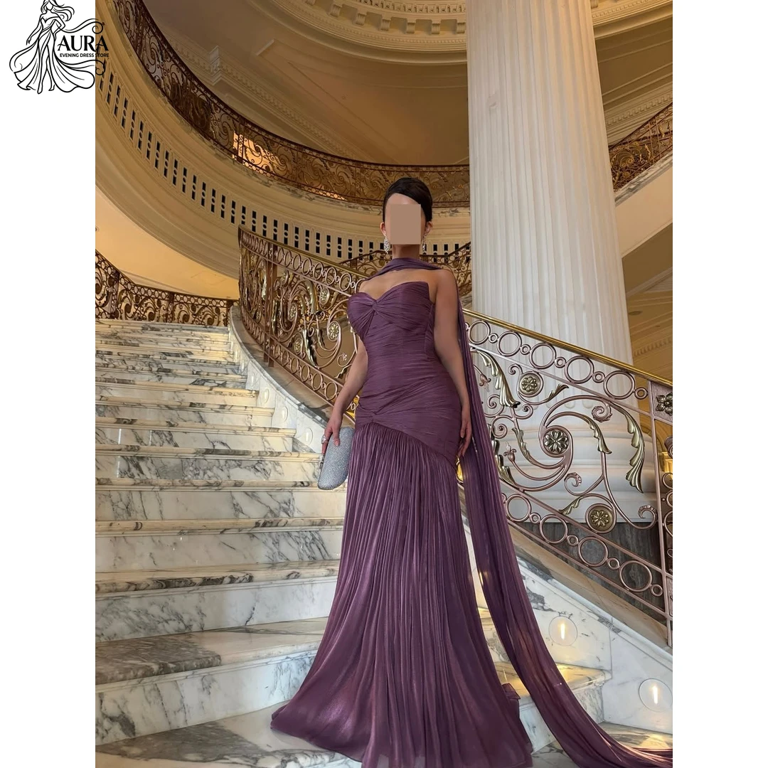 

Aura Card Shoulder Long Elegant Evening Party Dresses for Special Occasions Arabic Evening Dress Luxury Fishtail Skirt Slit Prom