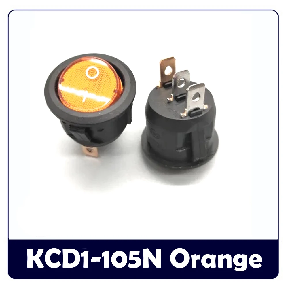 KCD1-105N Saklar Rocker ON-OFF dengan Lampu SPST 3 Pin Tembaga 23Mm 6A 250VAC/10A 125VAC