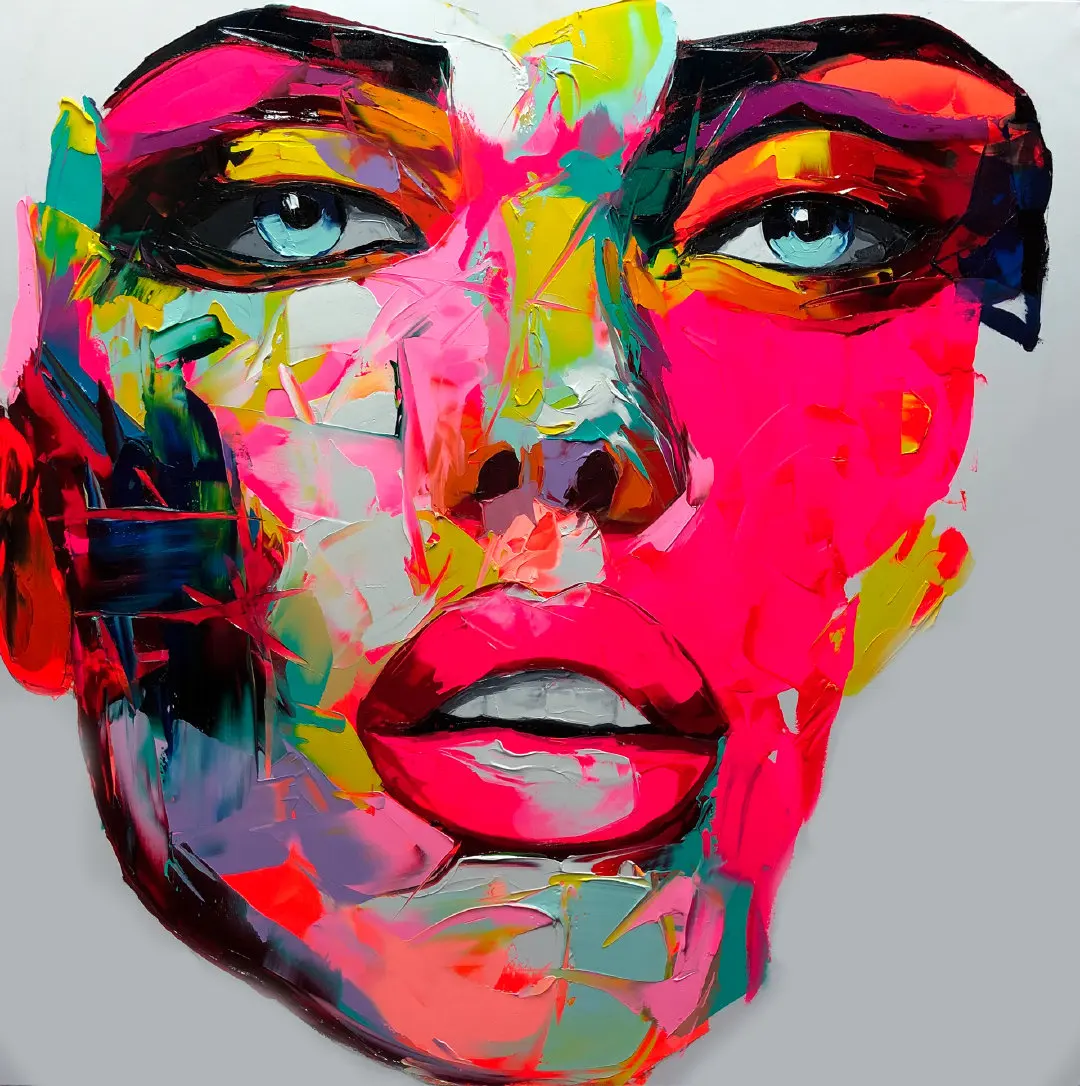 

Nielly Francoise Palette Knife Portrait Face Oil Painting on Canvas Home Wall Art Decor Wall Pictures