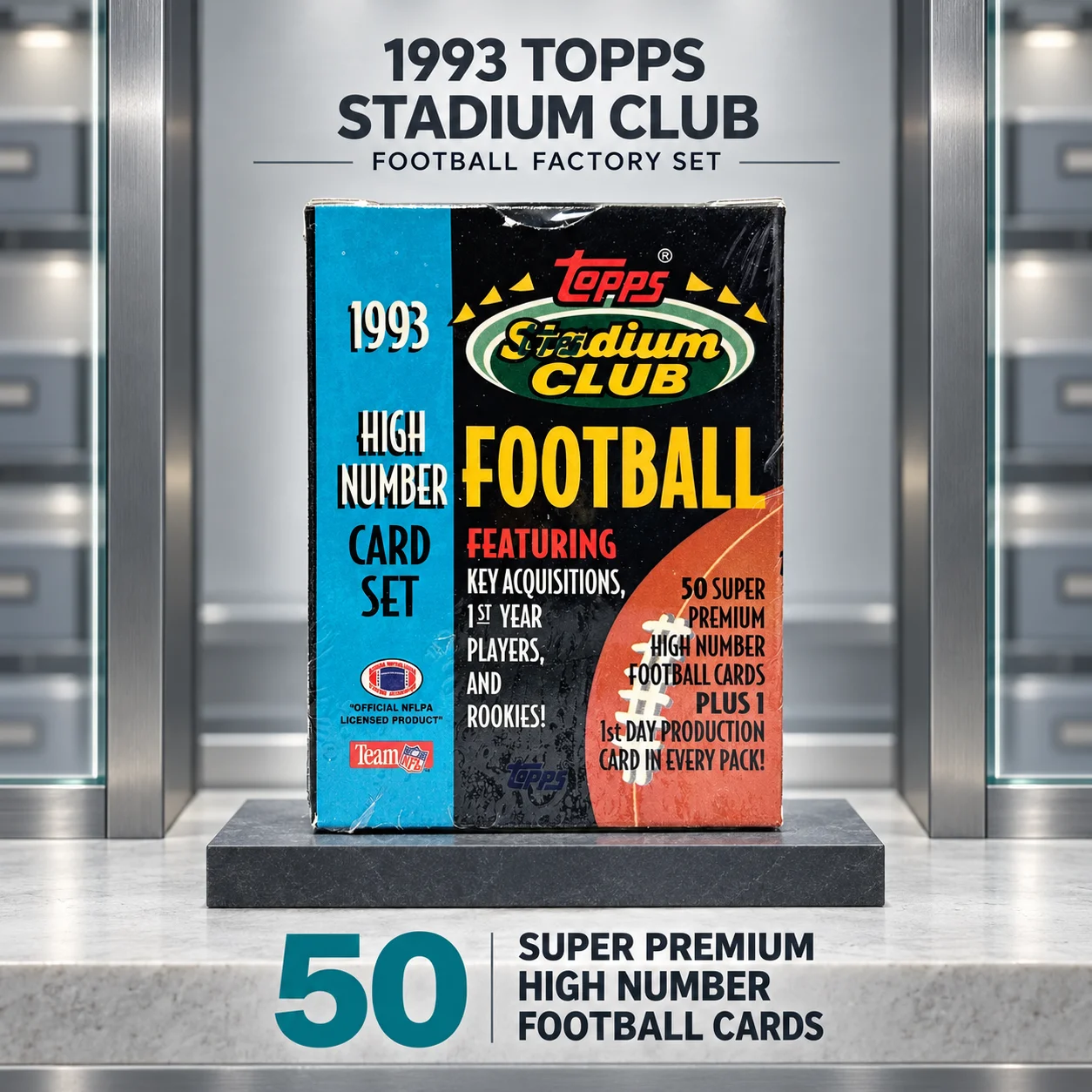 1993 Topps Stadium Club High Number Football Factory Set, 50 Super Premium Football Cards, Vintage 1990s Sports Trading Card Set for Football Card Collectors