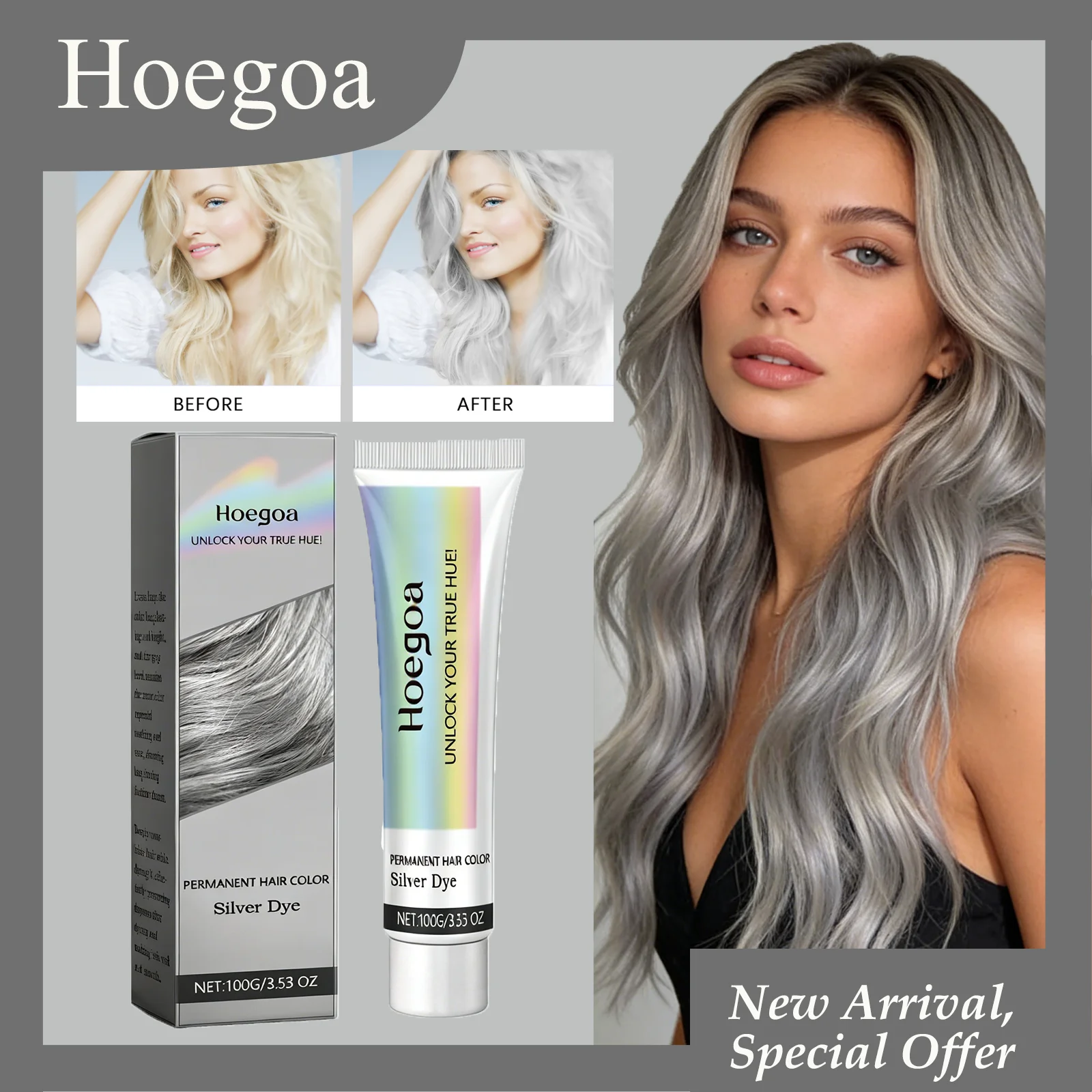 

HOEGOA 100G Перманентная серебряная краска для волос: стойкий цвет, глубокое питание, предотвращает сухость, восстанавливающий воск для окрашивания волос