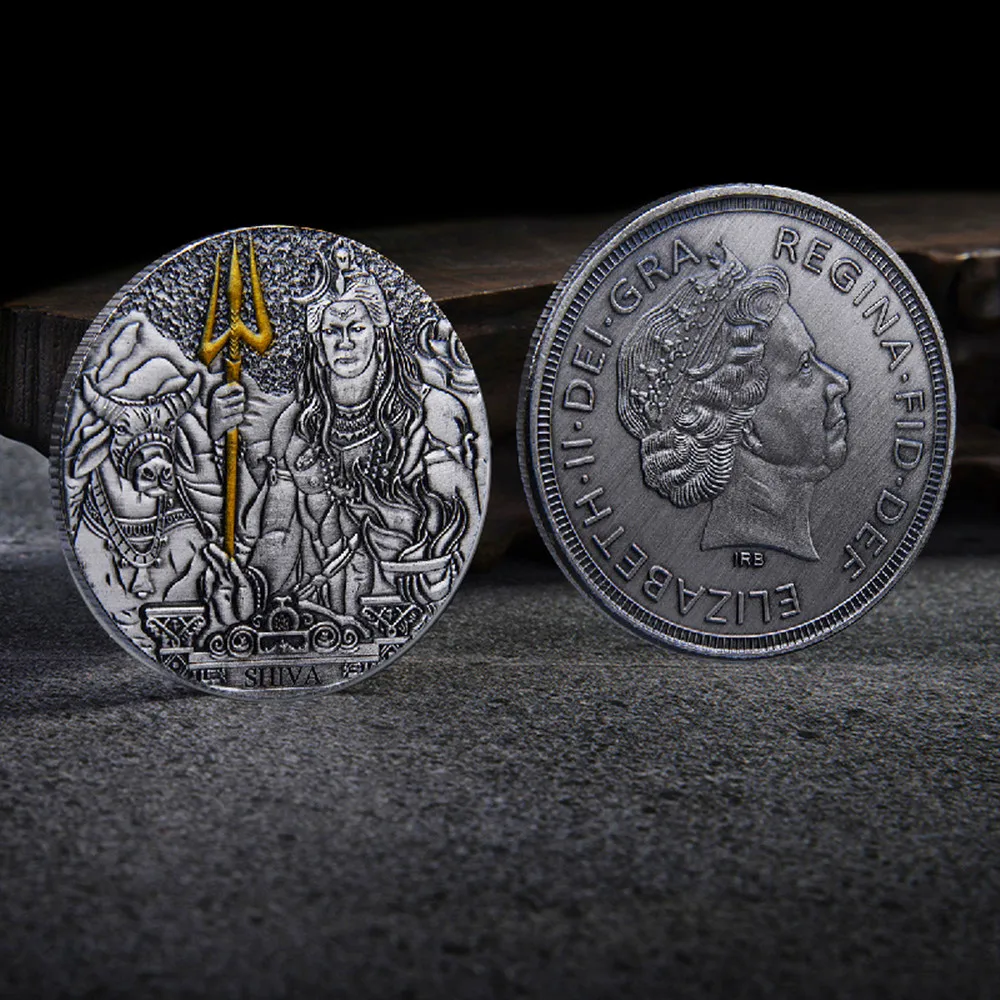 4pcs/set Mythology God Amaterasu Poseidon RA and SHIVA Retro Coins Collectibles