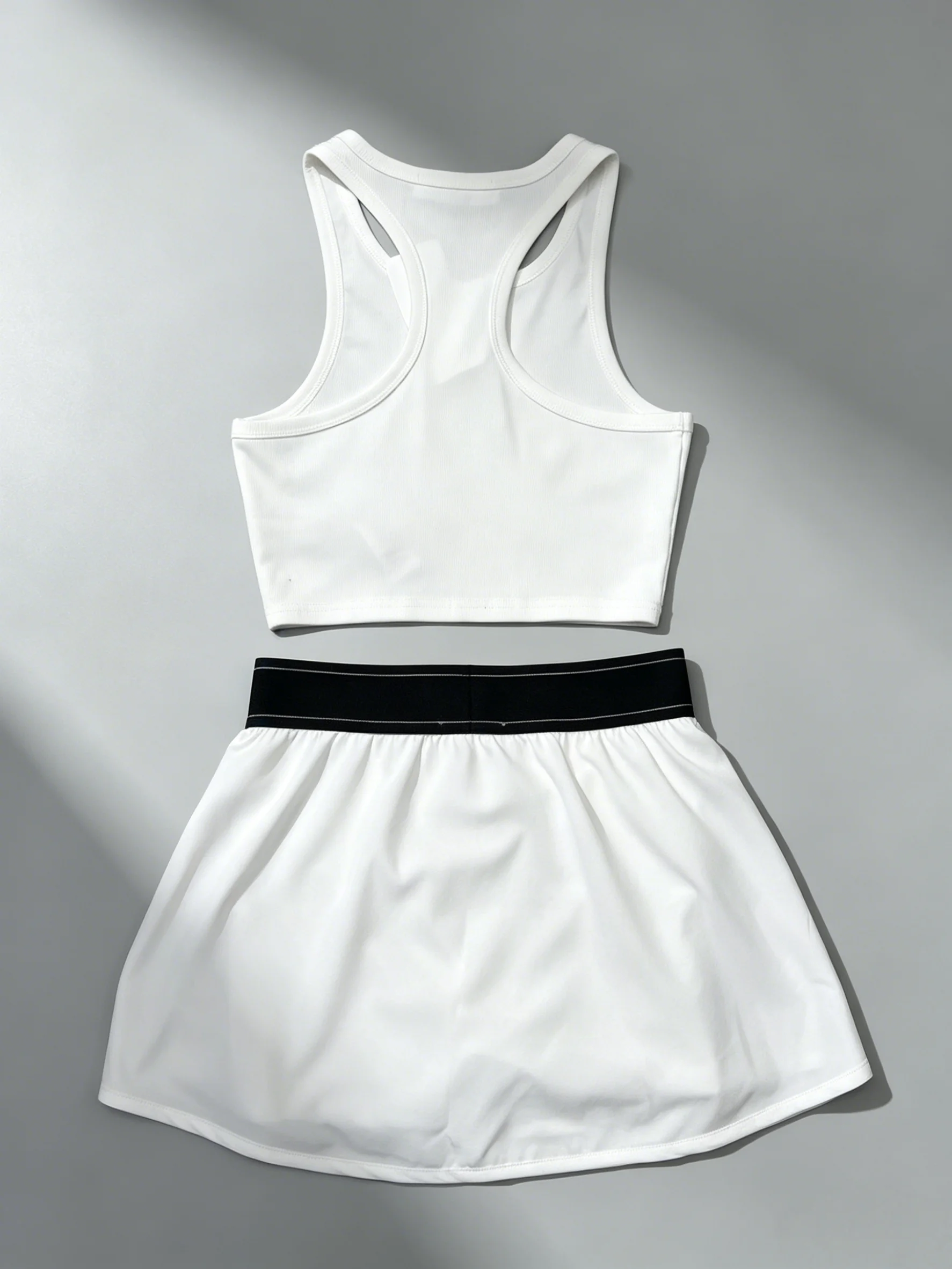 

2026 New Women 2 Piece Tennis Set S-3XL 2 Colors Racerback Crop Tank & High Waist Skirt 051