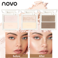 2-In-1 Highlighter & Contour Palette, Long-Lasting, Non-Greasy, Pearlescent & Matte Finish, Nose Shadow Primer, Vitamin E
