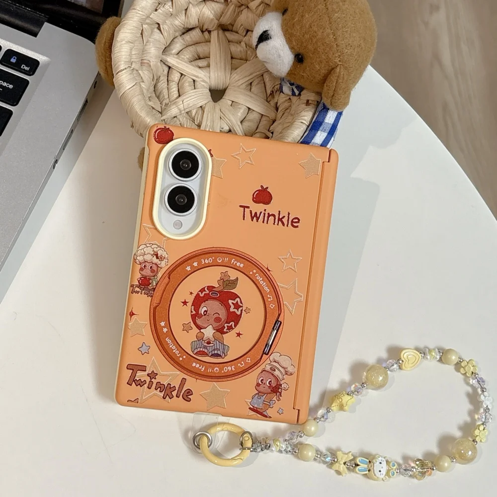 Cute Star Cartoon Doll Magnetic Phone Case For Samsung Galaxy Z Fold 8 fold 8 Cover With Magsafe Stand Anti‑Fall Protective Case