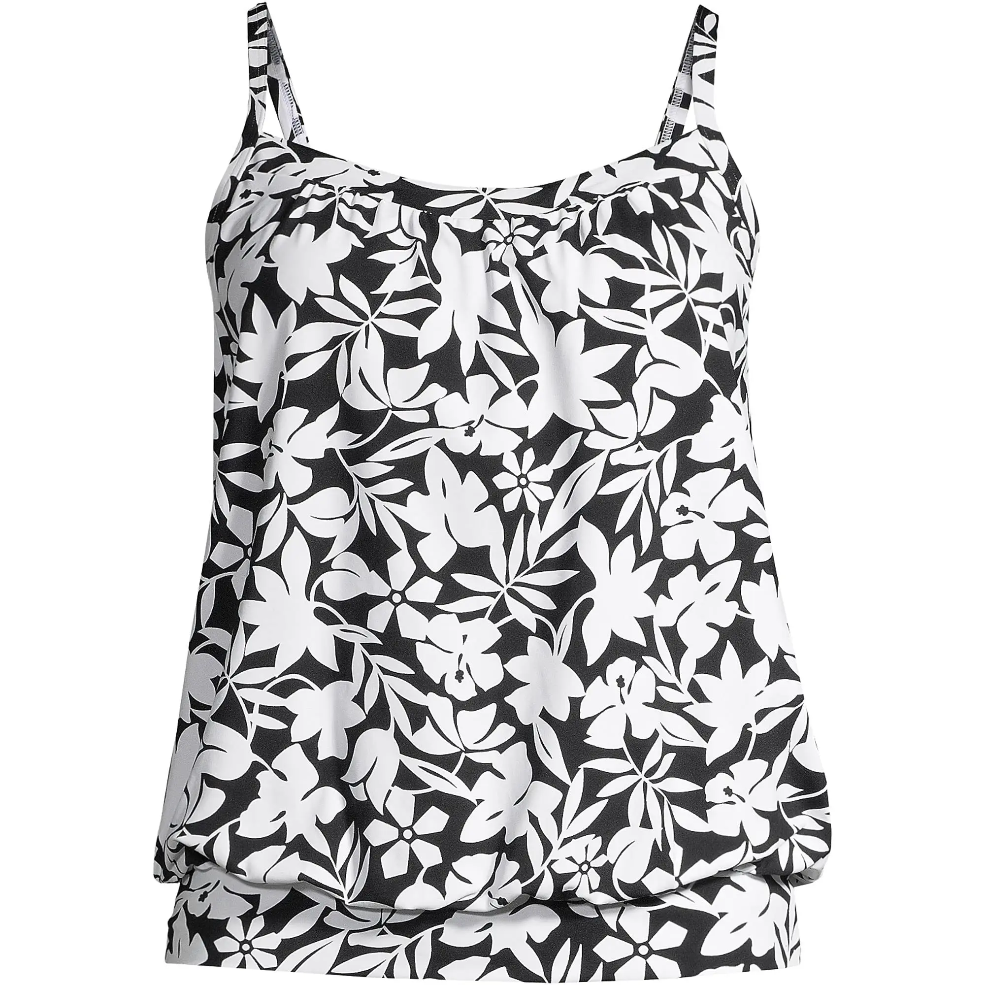 Conjunto tankini floral sexy – maiô preto e branco emagrecedor para mulheres, perfeito para dias na praia