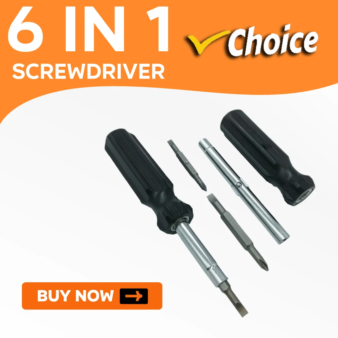 6 in 1 screwdriver with Handle Comfortable Compact Repair Tool Kit for Outdoor Daily Repair Tools Home Use Auto Repair Premium
