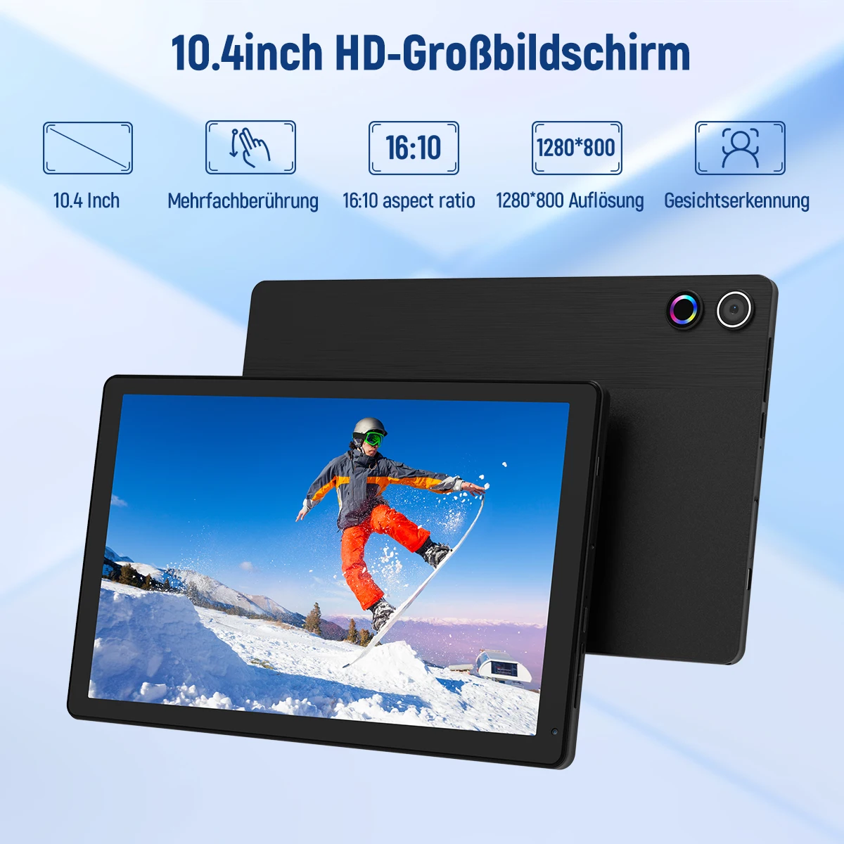 URAO 10.36 Inch Octa-Core Tablet Android 14,16GB RAM 128GB ROM 1280*800 HD LCD Tablet PC Dual Camera TF Card Expand 1TB 5000mAh WIFI Learning Entertainment Tablet
