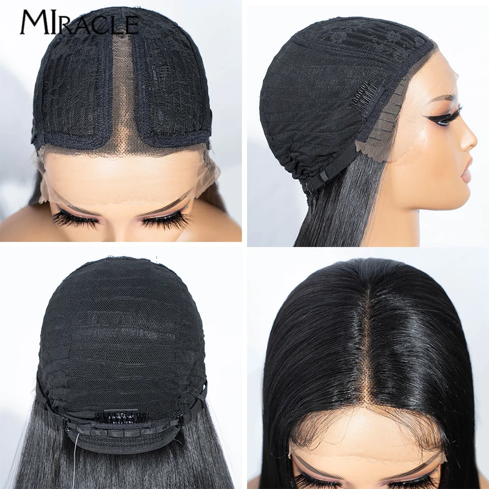 MIRACLE-Perruque Lace Front Synthétique Droite pour Femme, Perruques Cosplay sulf, Cheveux Blonds Ombré, 30 po, Faux Cheveux Vidéo