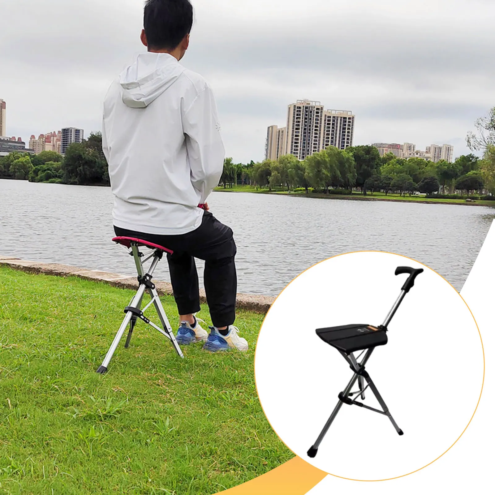 المحمولة قصب مقعد المسنين دعم قصب البراز كبار المشي المعونة الرحلات القطب قصب مقعد الثلاثي مقبض البراز عالية لكبار السن