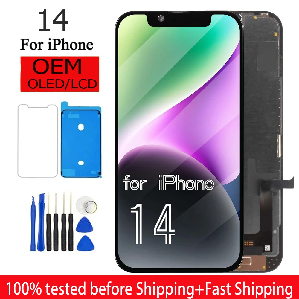 OLED Pantalla dla IPhone 14 wyświetlacz LCD ekran dotykowy wymiana Digitizer zgromadzenie 14 A2882 A2649 A2881 A2884 A288 LCD