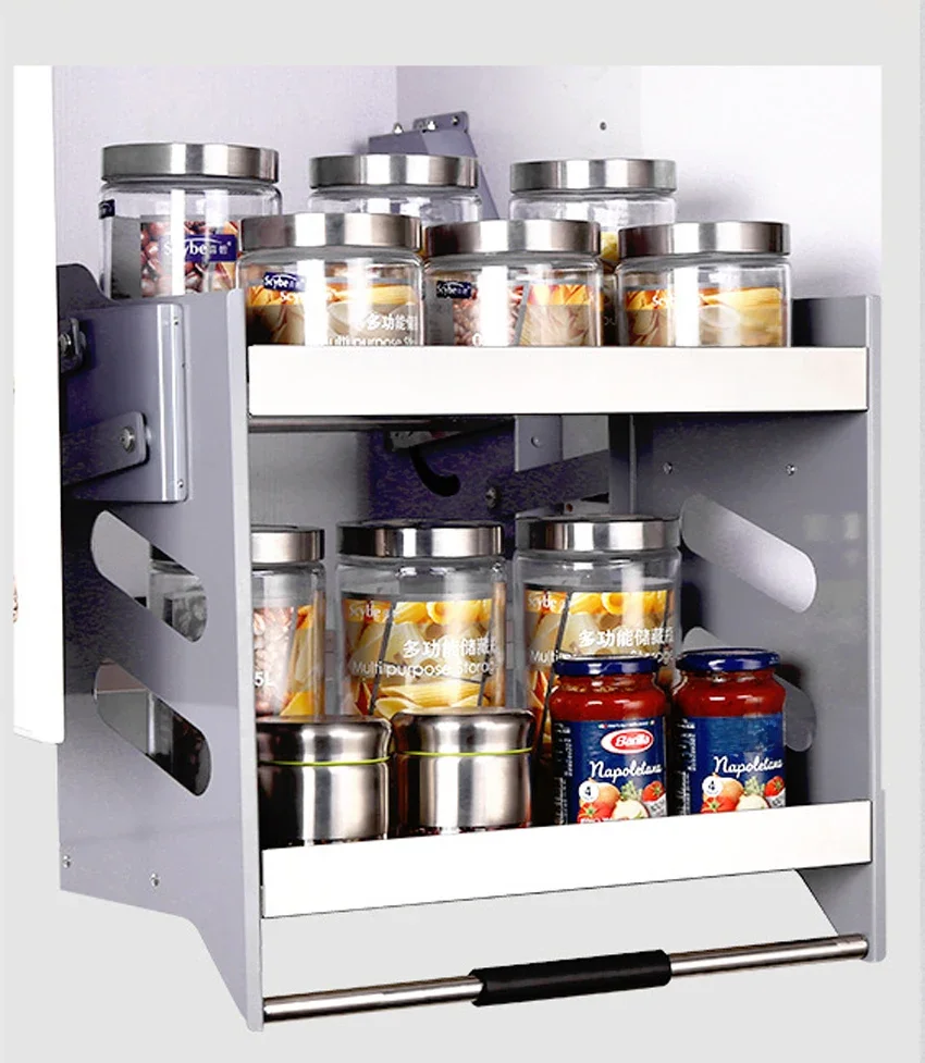 Muur Kast Lift Pull Mand Keukenkast Rvs Lade Manden Kruiden Fles Opslag Rekken Belasting Gewicht 30Kg - afbeelding 2