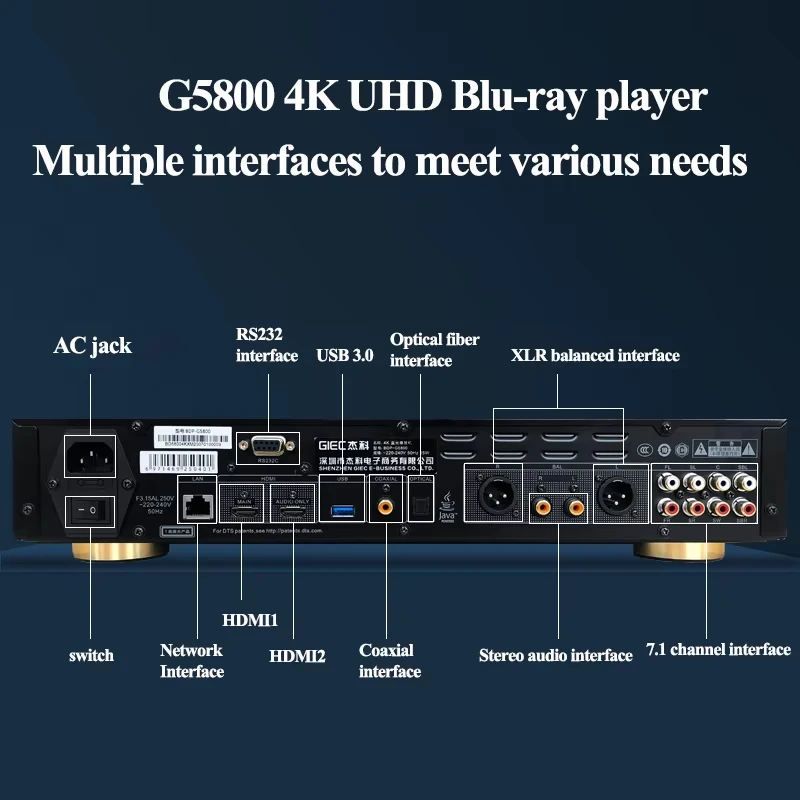 2025 НОВЫЙ GIEC G5800 4K UHD Blu-ray плеер DVD-плеер HD-плеер с отсеком жесткого диска DTS декодирование 12 бит цвет
