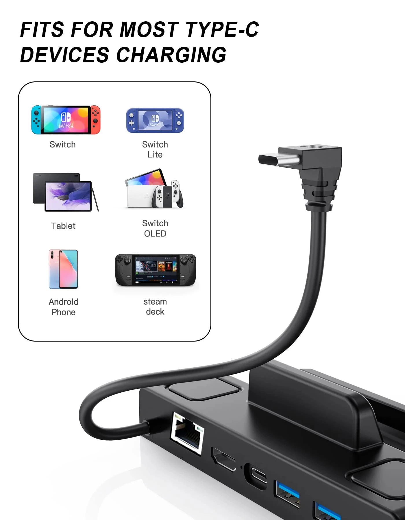 Steam Deck Docking Station TV Base Stand 6 in 1 Hub Holder Dock 60Hz HDMI-compatible USB-C RJ45 Ethernet For Steam Deck Console