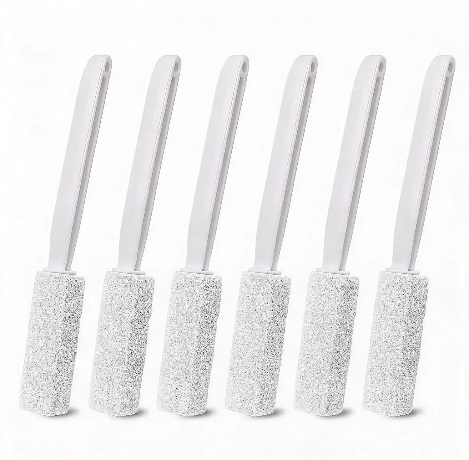 Powerful Mark‑Removal Toilet Brush Set, 6 Pack Pumice Stone Heads with Extended Plastic Handles, Ergonomic Hanging Design for Multi‑Surface Bathroom Cleaning
