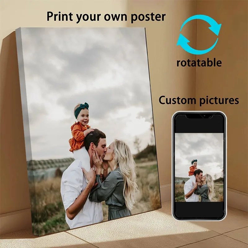 Custom Print Canvas Painting From Your Photos Wedding Birthday Poster Wall Art Decoration Pets Family Landscape Picture Decor
