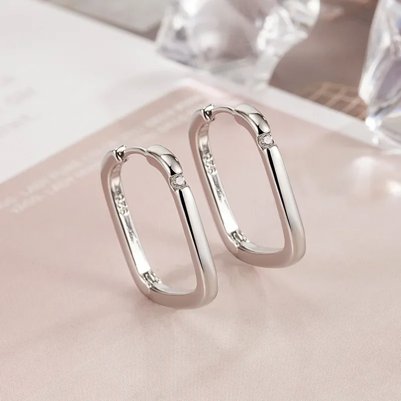 Beliebte 925 Sterling Silber geometrische Form Ohrringe einfachen Stil Charme Ohrringe Geburtstags