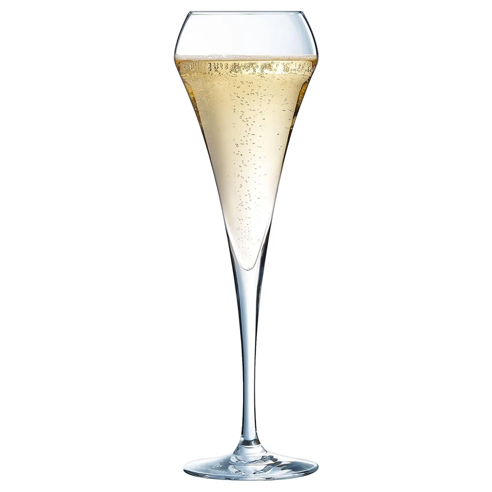 Crystal Champagne Flutes Set of 6 - 210ml Glasses for Perfect Wine Pour and Aroma Enhancement