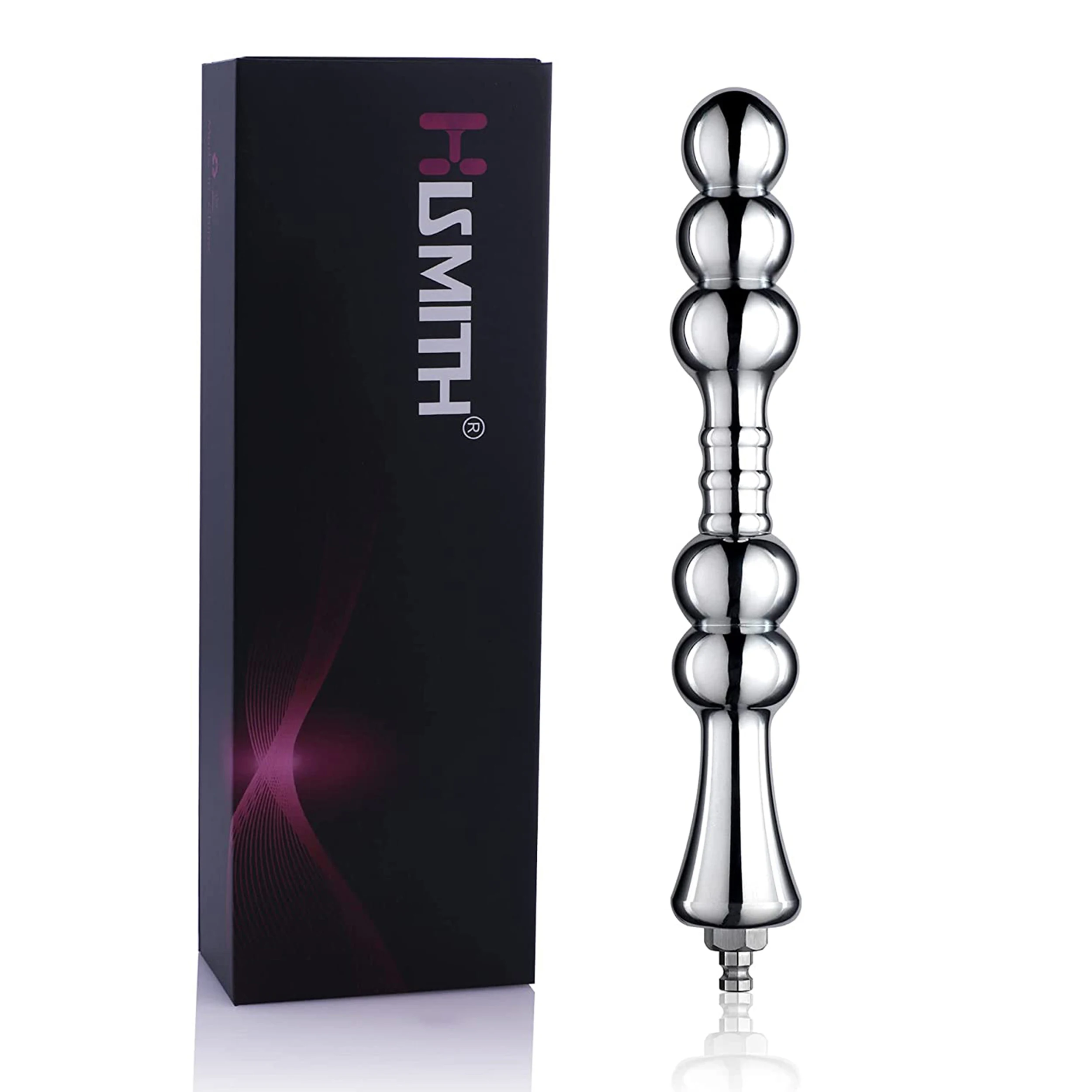 8.2” Metal Bead Anal Dildo, Smooth Aluminium Anal Wand With KlicLok System For Premium Sex Machine