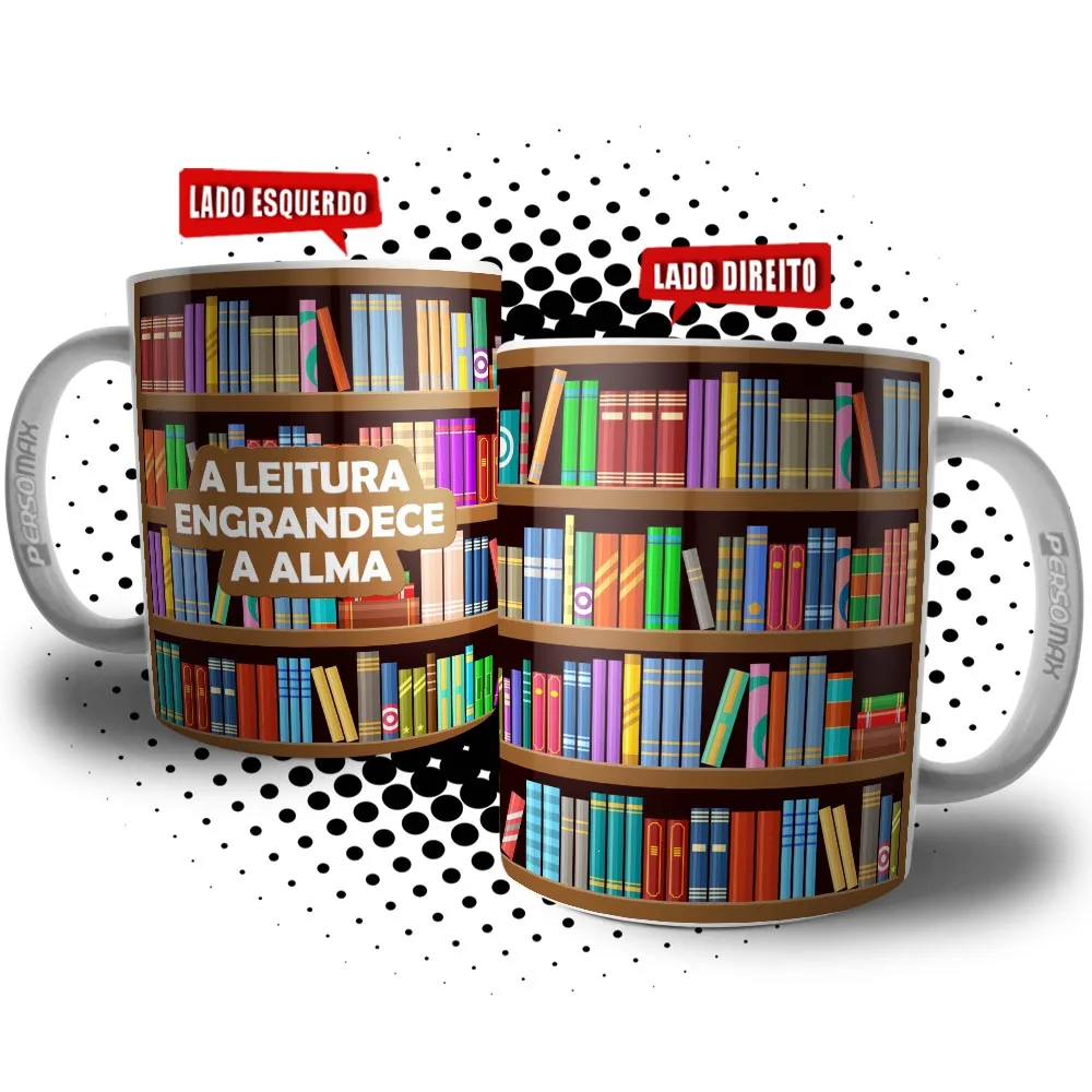 Library Mug Bookshelf Incentive to Read Phrase Reading Engresses the Soul Gift for those who like to read