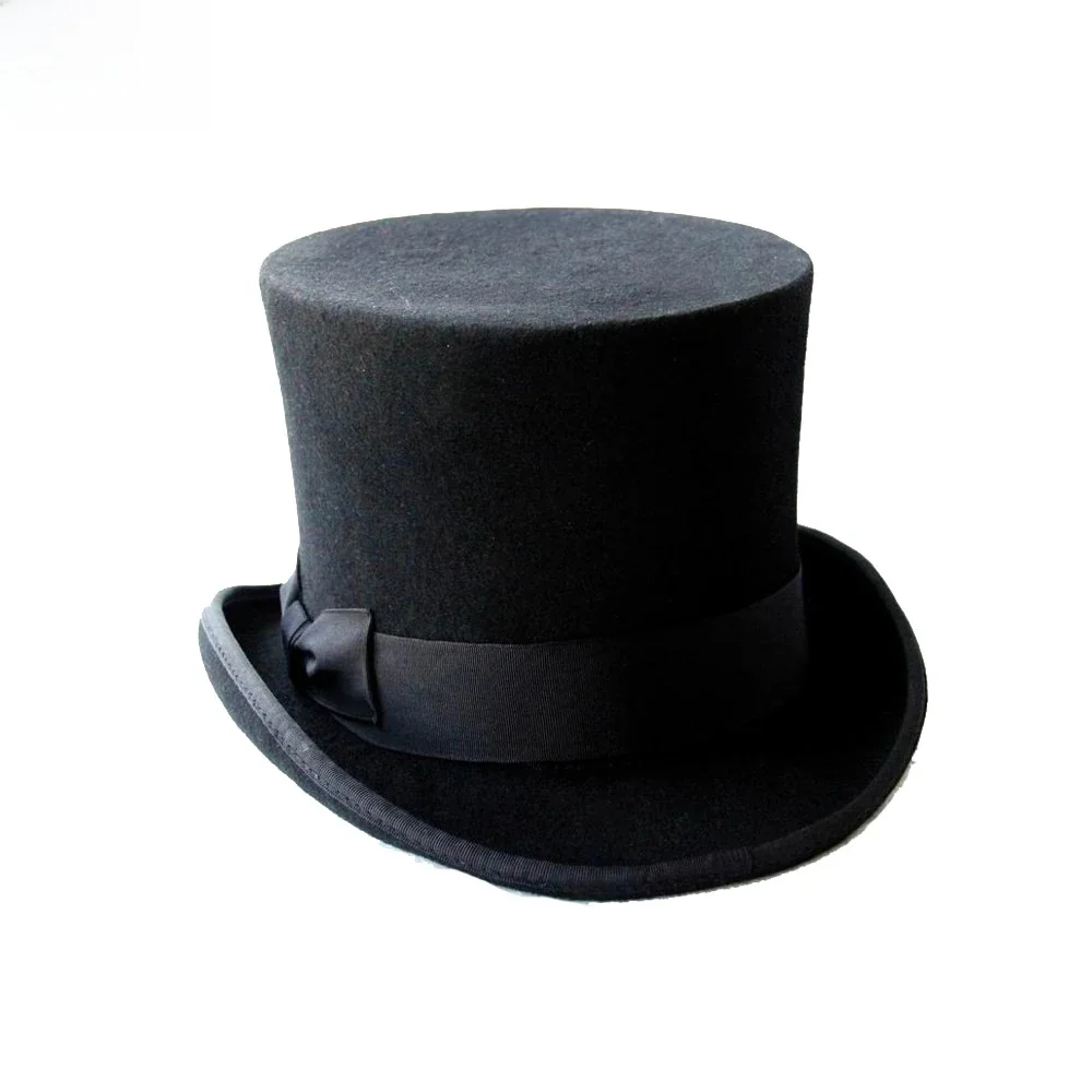 LUCKYLIANJI 13.5cm 4 rozmiary steampunkowe wiktoriańskie formalna bluzka kapelusz wełna czuł Vintage magik Fedoras szalony kapelusznik prezydent melonik — zdjęcie 2