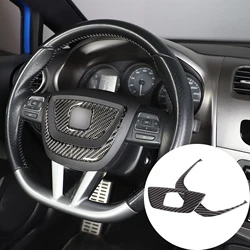 Soft Carbon Fiber Car Steering Wheel Frame Panel Trim Sticker For SEAT Leon León Mk2 1P 2008-2012 Car Accessories