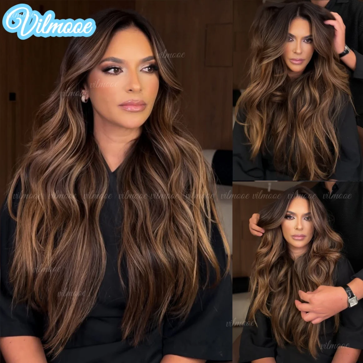 

Glueless 5x5 Silk Top Closure Wigs Bleached Knots Pre Plucked 13x6/360 Full Lace Wigs Highlight Brown Blonde Body Wavy For Women