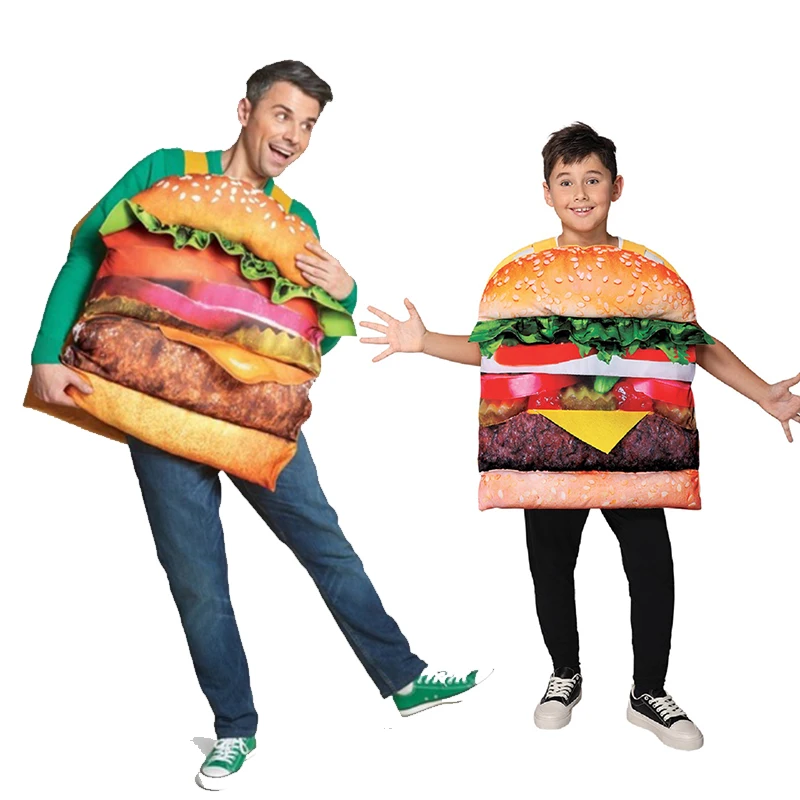 Disfraz de hamburguesa con queso Unisex, disfraz de Halloween para hombre y adulto