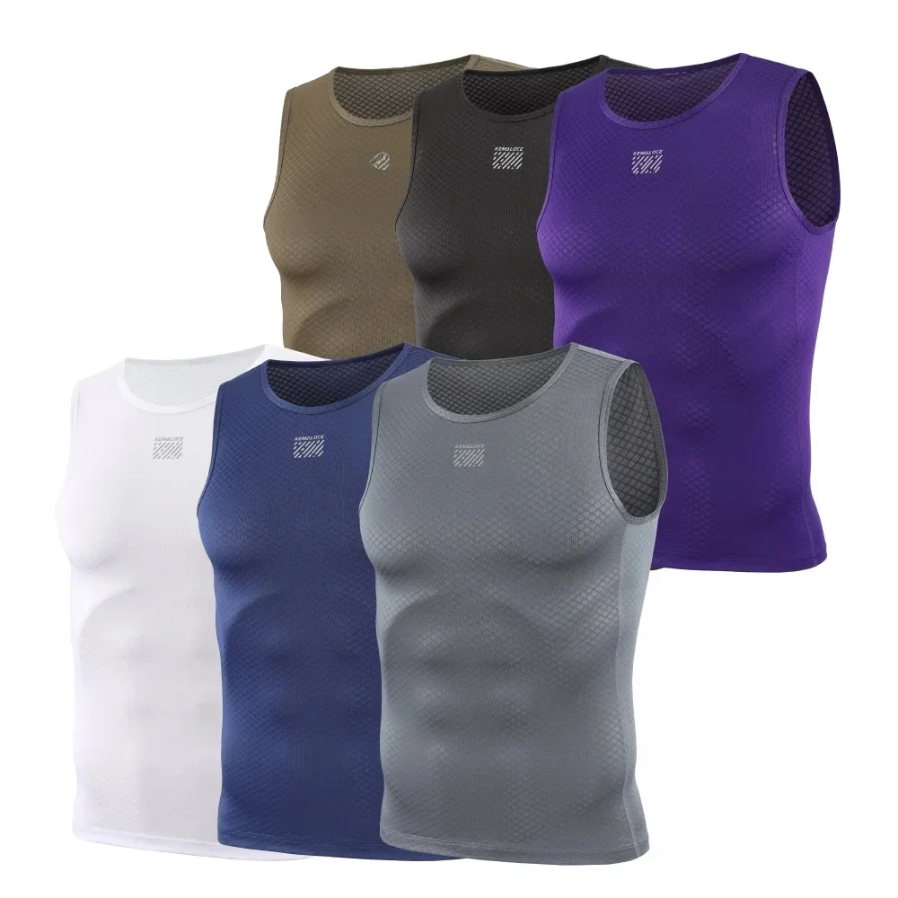 AliExpress KEMALOCE Cycling Base Layer Men Sleevess Breathable White&Black&Blue Mesh Sleevess Vest Quick Dry Summer Sports&Run Undershirts
